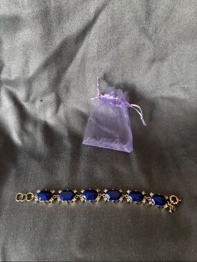 J. Crew Gold-Tone Bracelet with Deep Blue Faceted Stones